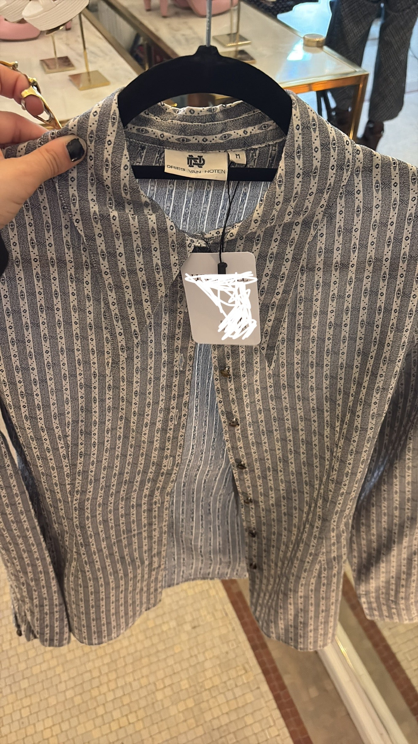 DRIES VAN NOTEN SHIRT BLUE PATTERN